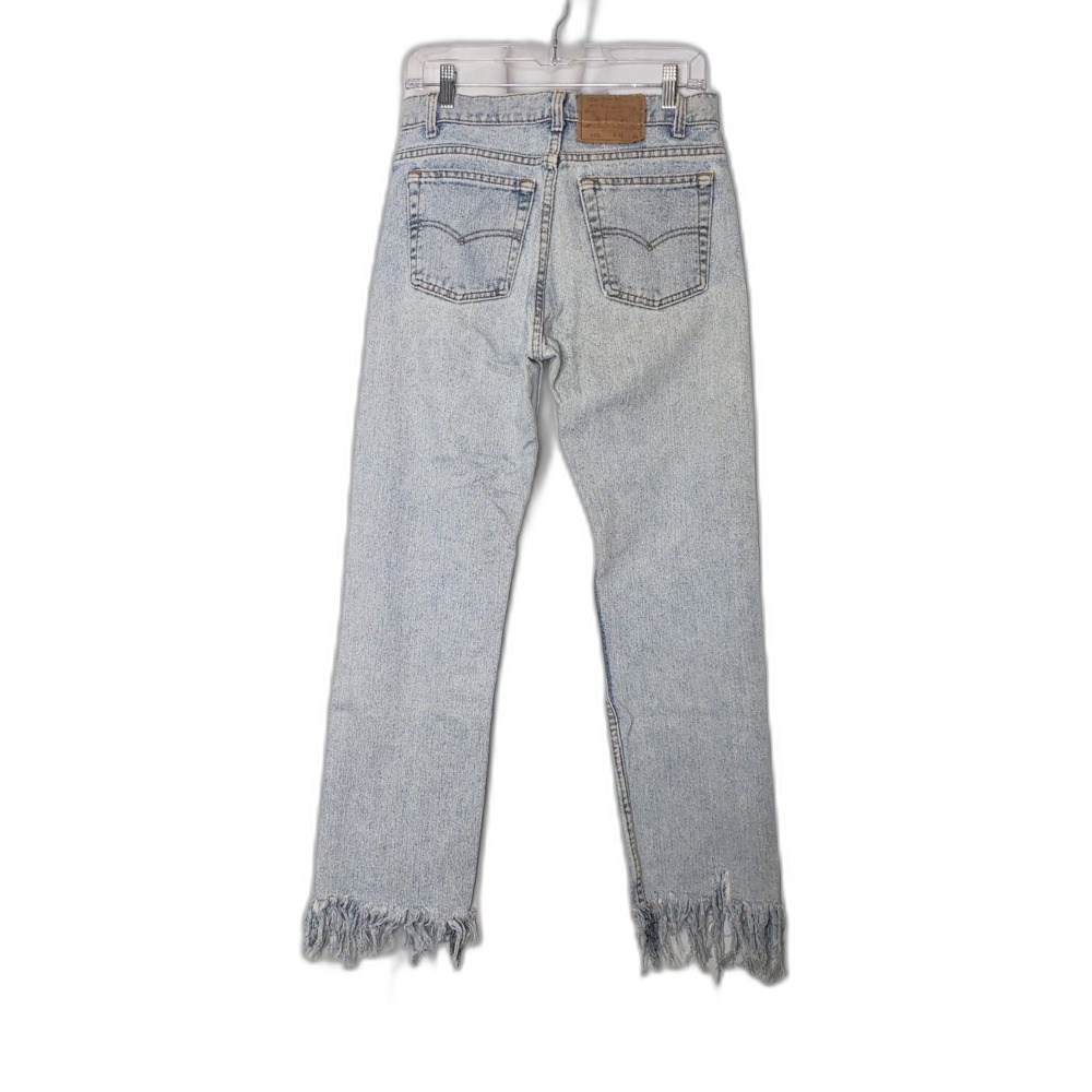Vintage 90's LEVIS 505 Light Wash Fringe Hem Denim Jeans Womens Size W31 L31